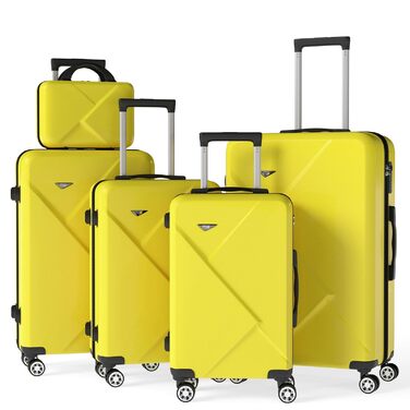 Набір валіз Ystyle Kofferset 5-ти частинний: 12', 18', 20', 24', 28' + косметична сумка, ABS, 360° колеса, TSA-замок, для подорожей, круїзів, навчання за кордоном, колір м'ятний