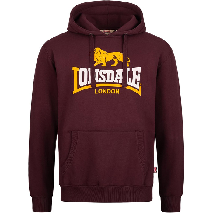 Чоловіча толстовка-худі на блискавці Lonsdale Rinsey, приталена модель, колір Oxblood, розмір 3XL