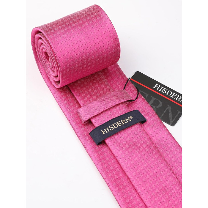 Чоловіча краватка та нагрудна хустинка HISDERN для весілля, комплект з запонками, рожевий