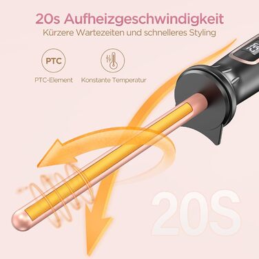 BESTOPE Lockenштаб 25 мм: мультитемпературний, для великих локонів, швидкий нагрів, прецизійне регулювання температури, з рукавичкою (рожеве золото)