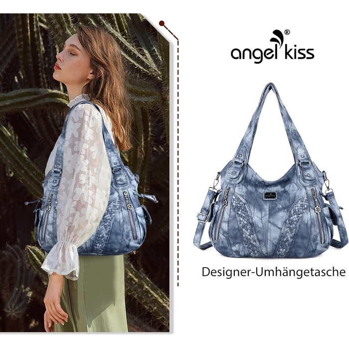 Сумка жіноча AngelKiss через плече, водонепроникна PU шкіра, блакитна - багатофункціональна сумка-месенджер