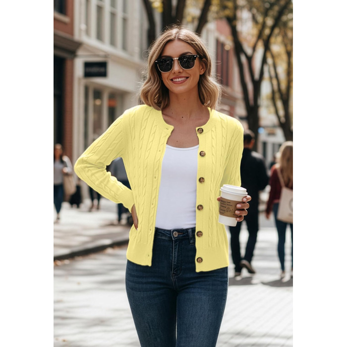 Жіночий в'язаний кардиган GRECEREE з V-подібним вирізом та кишенями (сірий, M)