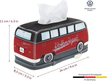 Диспенсер для паперових серветок BRISA VW Collection у стилі Volkswagen T1 Bulli (24 см, червоно-чорний)