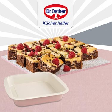 Форма для випічки Dr. Oetker Springform Ø 20 см з плоскою основою, кругла, Modern Baking - Retro Design, керамічно посилена преміум-антипригарне покриття (рожева/кремова), 1 шт. (форма для брауні 28 x 26 см)