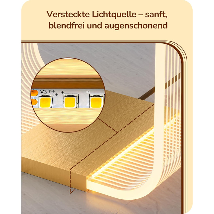 LED настільна лампа EDISHINE: сучасна лампа для спальні та вітальні, золота, з лазерним різьбленням, акрил, алюміній, 3000K, 4W