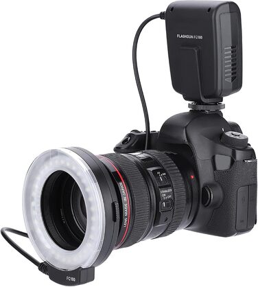 VBESTLIFE FC-100 LED-кільцеве світло для фотостудії, універсальне, 5000K, 7 рівнів регулювання, адаптери 40.5-77 мм