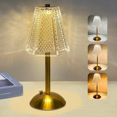 Настільна лампа Starnearby бездротова LED акумуляторна, золота. Лампа нічна з димером, сенсорним керуванням для спальні, ресторану, офісу