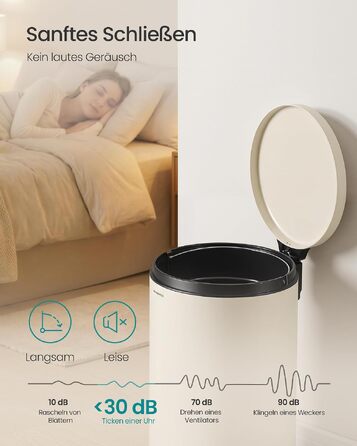 Сміттєвий кошик для кухні SONGMICS з кришкою та системою Soft-Close, бежевий, 30 л