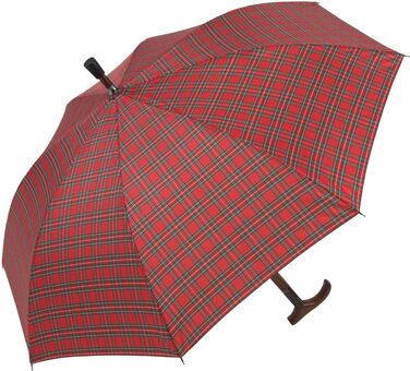 iX-brella Folding Umbrella with Adjustable Height and Wooden Handle - Red Checkered Small
