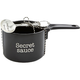 Набір посуду Mud Pie Secret Sauce, чорний, тарілка 8,9x22,9 см, ложка 15,2 см