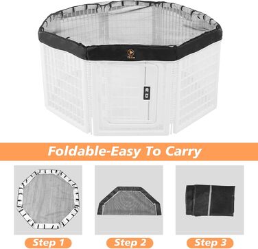 Клітка-манеж для собак PJYuCien, 8 панелей, 61 см, металева, складна, для цуценят, чорна