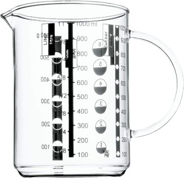 WMF Top Tools Manual Citrus Juicer 8 cm, Cromargan Stainless Steel, Lever Juice Press & Gourmet Glass Measuring Cup 1l, Heat-Resistant Glass, Scale for Liters, Milliliters, Cups, and Grams