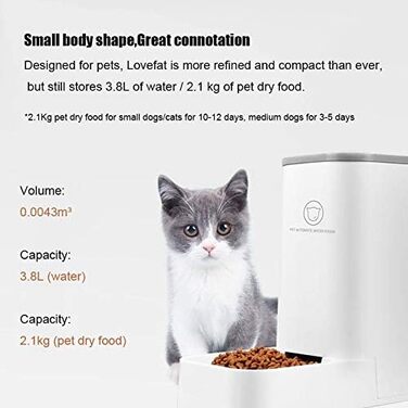 Автоматичний фонтанчик-диспенсер для корму та води для собак та котів, BPA-free, білий
