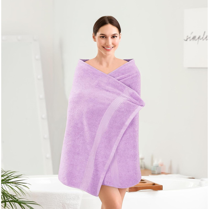 Рушники для ванни Utopia Towels, набір 4 шт, лаванда, 100% бавовна, 600 г/м², швидковисихаючі, м'які, дуже вбираючі, для щоденного використання