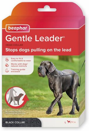 Напівшийовик Gentle Leader Beaphar для великих собак: зупиняє тягу, тренувальний помічник, чорний
