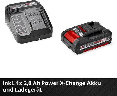 Акумуляторний повітродув Einhell GC-CL 18 Li E Kit, 18В, 210 км/год, регулювання швидкості, м'яка ручка, акумулятор 2,0 А·год і зарядний пристрій, Power X-Change