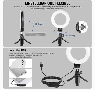 NEEWER Ring Light 5' з міні-штативом для відеоконференцій, стрімінгу та макіяжу. Комплект для монітора, веб-камери, ноутбука, смартфону. BR60