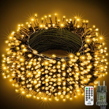 Льоноконекторна гірлянда BTfarm 20M 200 LED, тепле біле світло, з пультом, таймер, IP65, для дому та саду