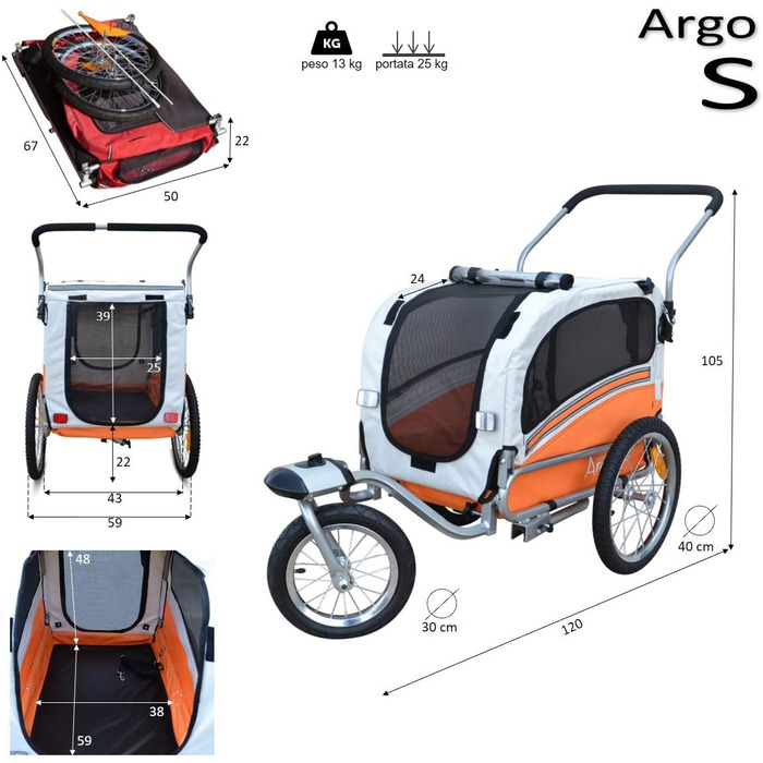 Причіп для собак Papilioshop Argo - зелений (камуфляжний) для собак S, M, L