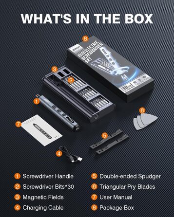 Електричний міні-набір викруток JOREST 38 в 1: для ремонту iPhone, ноутбуків, дронів та іншої техніки