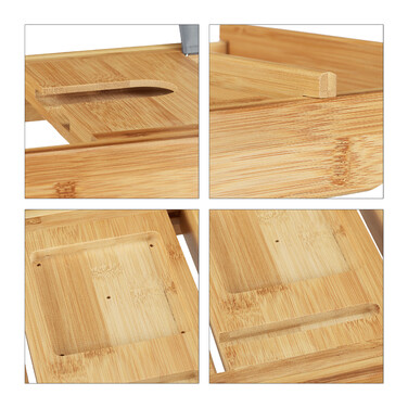 Relaxdays Bamboo Bathtub Shelf with Book Holder