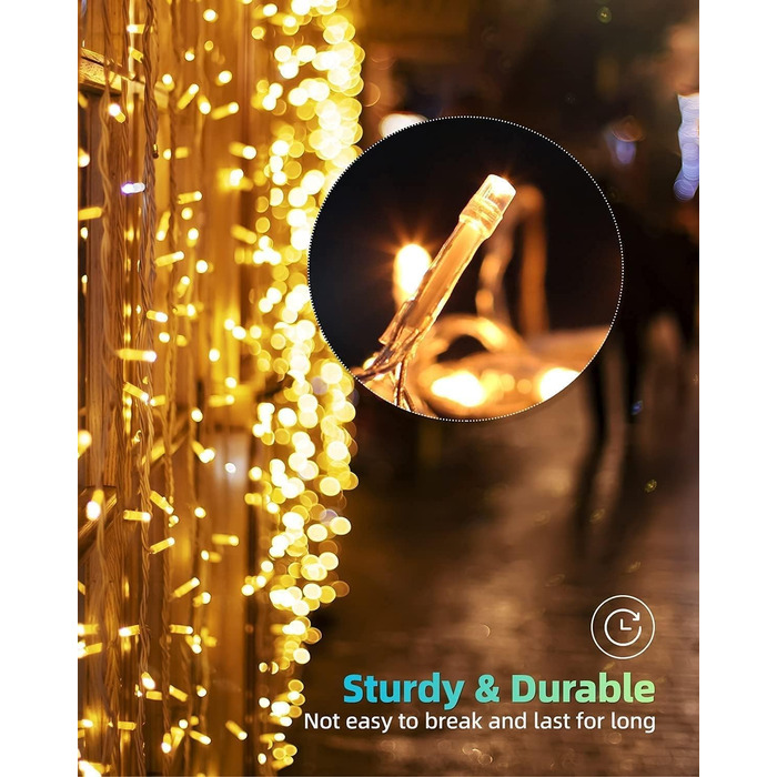 LED гірлянда на Новий Рік LEDYA 200 LED, тепле біле світло, 8 режимів, IP44, 30 м, для декору балкона, саду, огорожі, дому