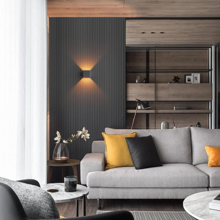 LED-стінні світильники Klighten 2 шт. з регульованим кутом нахилу, тепле світло 3000K, алюміній, для внутрішнього та зовнішнього використання, антрацит