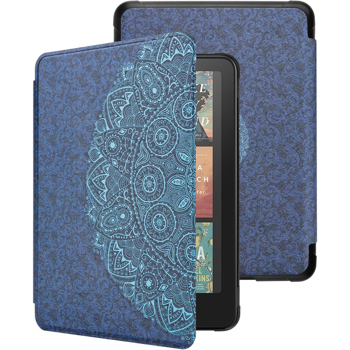 Чохол для Kindle Paperwhite 12-го покоління (2024) та Kindle Colorsoft Signature Edition, тонкий захисний чохол з авто-сном/пробудженням (Блакитна квітка)