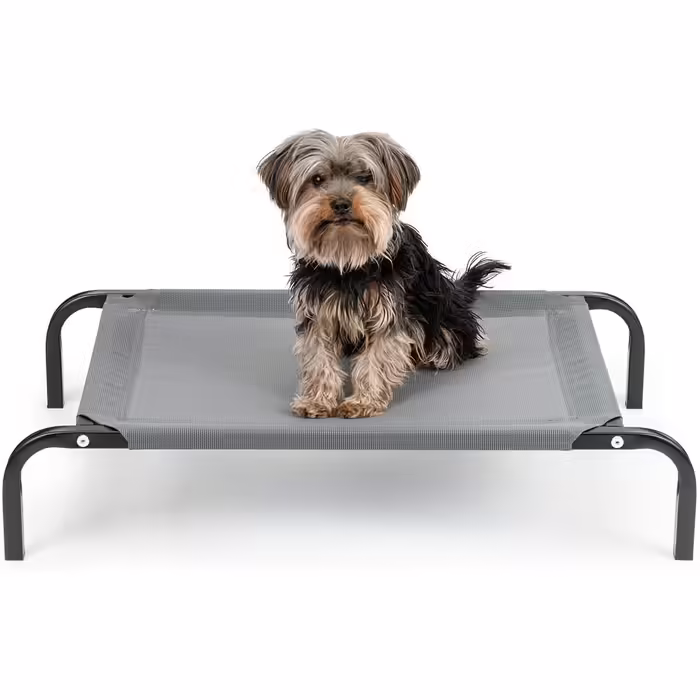 Dog bed made of Textilene fabric, (L) 100 x 76 cm, (L 75 x W 47 x H 15 cm, Grey)