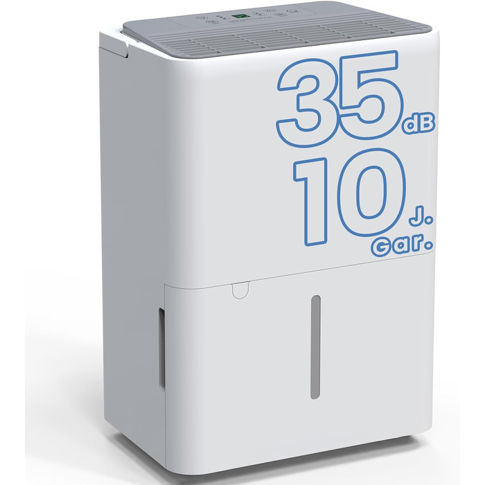Електричний осушувач повітря Newentor 25л/день - 270W, для приміщень до 80м², 10 років гарантії, з шлангом 2м, таймером (12л/24г)
