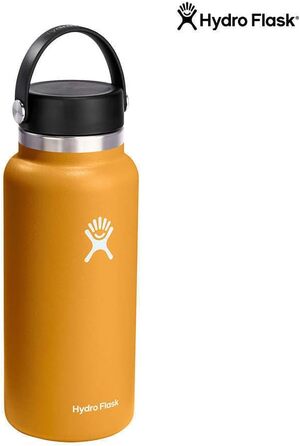HYDRO FLASK - 1180ml (40oz) Water Bottle - Insulated Stainless Steel Water Bottle - Sports Bottle with Leak-Proof Flex Cap Lid & Strap - Dishwasher Safe Thermos Bottle - Wide Mouth Opening - (Flex Lid, Fossil)