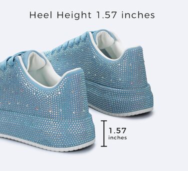 Жіночі кросівки LUCKY STEP зі стразами, платформа, блискучі, модельні, для вечірок, шлюбних свят, прогулянок, 39 EU, блакитний страз