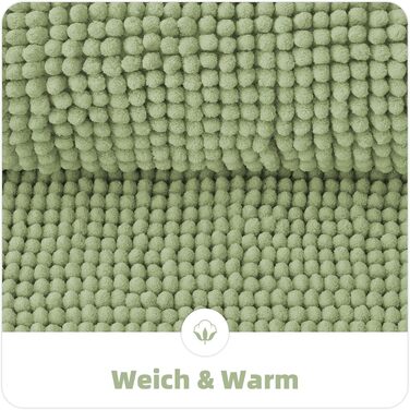 Килимок для ванної кімнати OLANLY з chenille, протиковзкий та гігроскопічний, 40x60 см, колір трав'яний зелений