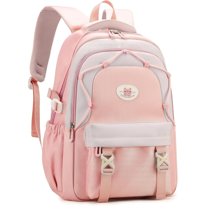 Рюкзак Tanou для дівчаток, 30L, нейлон, 3-9 клас, з тролейною петлею та брелоком (рожевий)