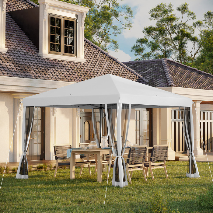 Outsunny Gazebo, approx. 3x3m, Water-Resistant, Stable, Winter-Proof Pop-Up Folding Gazebo with UV Protection, Foldable Party Tent, Garden Tent with 4 Side Panels, Bag Garden Gazebo for Camping Garden, Cream White | Aosom