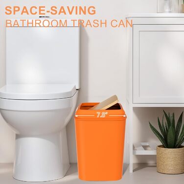 Набір аксесуарів для ванної кімнати, 9 предметів: сміттєвий бак, тримач для зубних щіток, стакан для зубних щіток, диспенсер для мила/лосьйону, тумбочка для раковини, мильниця, щітка для унітазу, контейнер для ватних паличок, Оранжевий набір для ванної кі