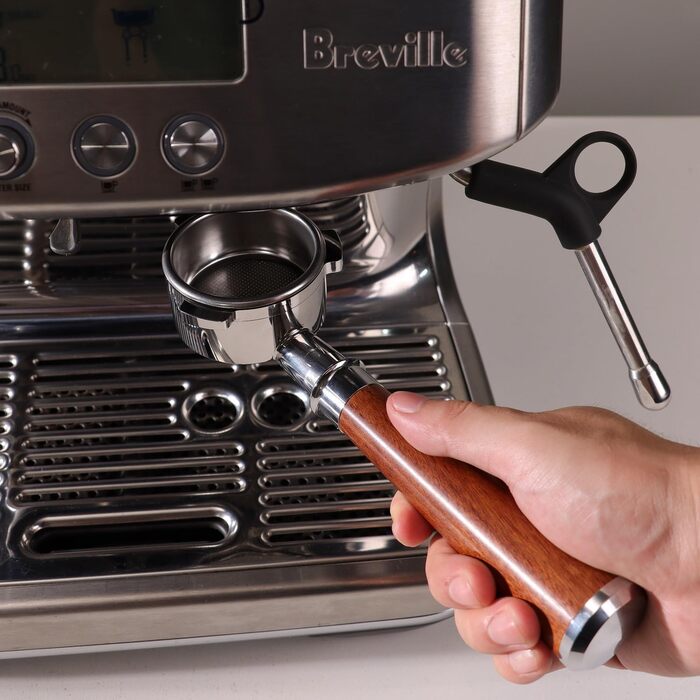 Портфільтр без дна 54мм для кавомашин Sage/Breville Barista Express, Pro, Touch, Impress з дерев'яною ручкою