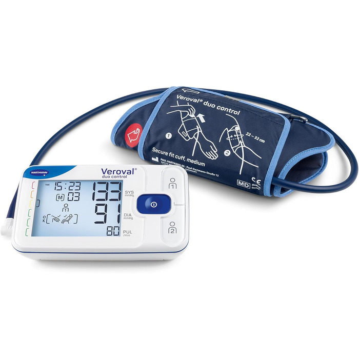 Тонометр Veroval duo control medium – вимірювання артеріального тиску на плечі з контролем ритму серця | цифровий, з додатком (Bluetooth), контролем положення манжети, індикатором спокою & програмне забезпечення medium Normal