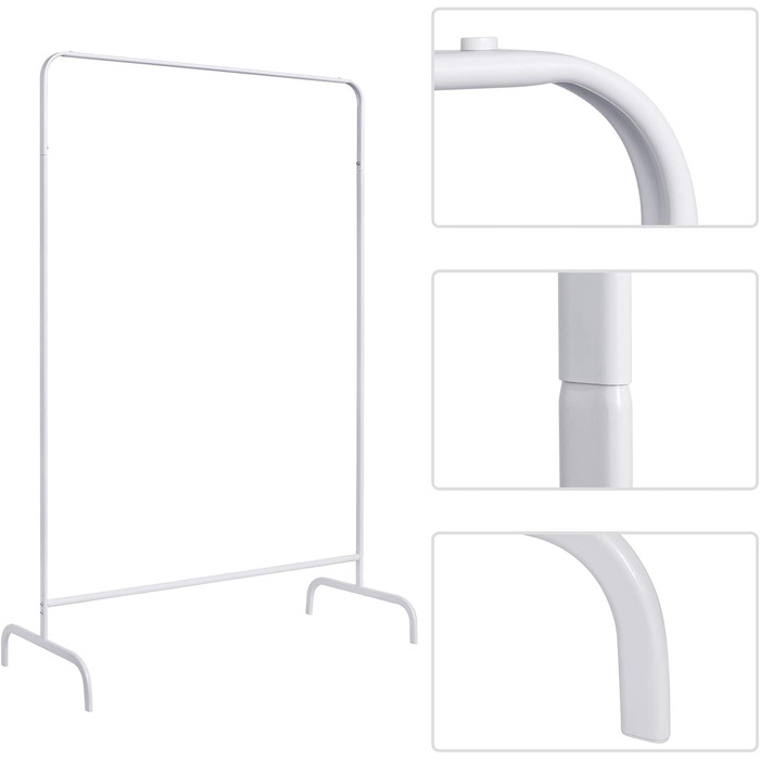 EUGAD Clothes Rack Coat Rack Laundry Rack, Coat Clothes Stand, Clothes Rail White, 99x46x153cm, Heavy Duty Cloth Rail