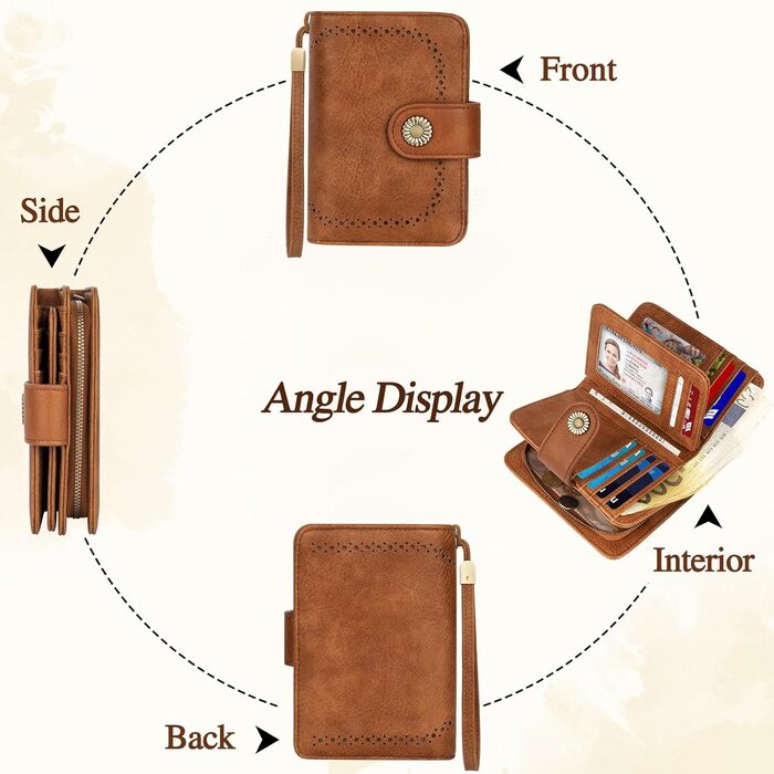 TEUEN Women's Wallet Large Capacity PU Leather Vintage Card Holder Purse Organizer Wallet Medium Size with RFID Blocking and Multiple Compartments