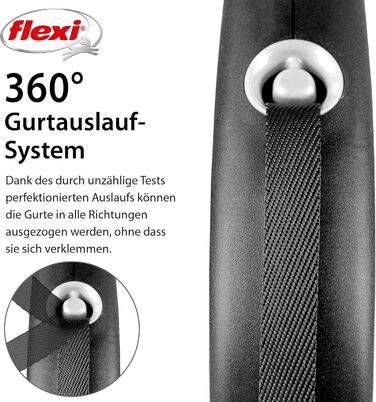 Flexi® рулетка для собак до 25 кг, чорний/срібло, 5 м