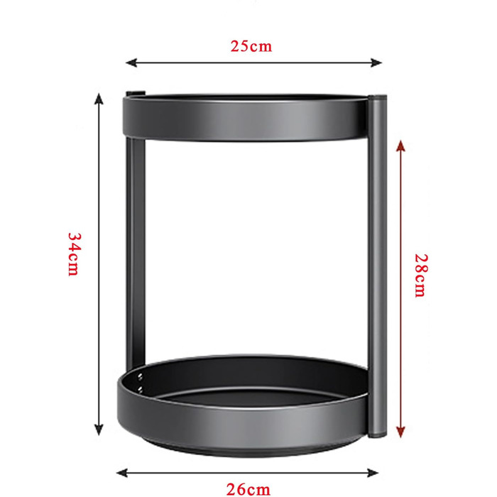 Організатор для спецій Drehteller, поворотна полиця 2 яруси, метал, для шафи, кухні, косметики, ванної кімнати (сірий)