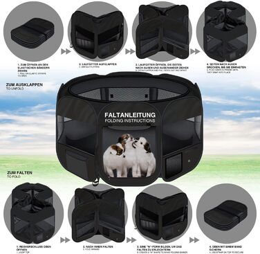 All Pets United Playpen - Large Pet Enclosure for Dogs, Cats, Rabbits & Small Animals - Indoor/Outdoor Use (Black)
