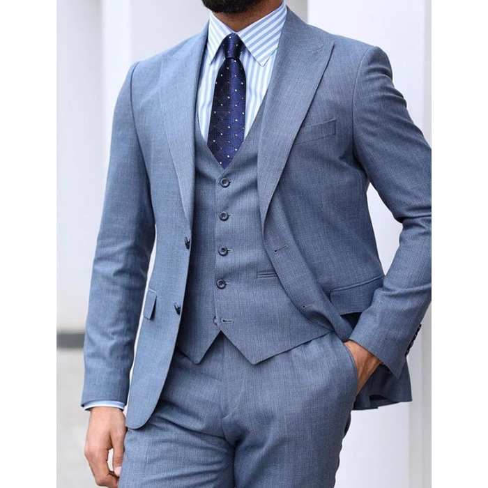 Набір краваток для чоловіків DiBanGu: краватка, хустинка, запонки, затискач. Шовкові, з візерунками смужок та клітин, блакитно-зелені (морська хвиля). Для офіційного стилю, весілля, ділових зустрічей.