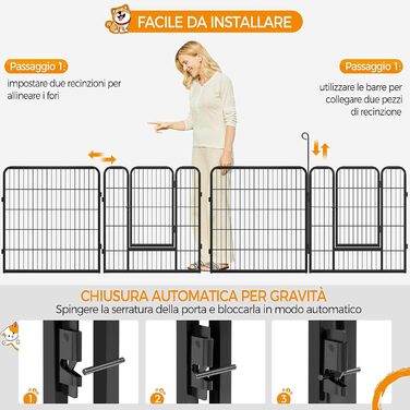 Клітка-загон для цуценят Yaheetech на 8 елементів, 80x80 см, з дверцятами, для собак, кроликів, морських свинок