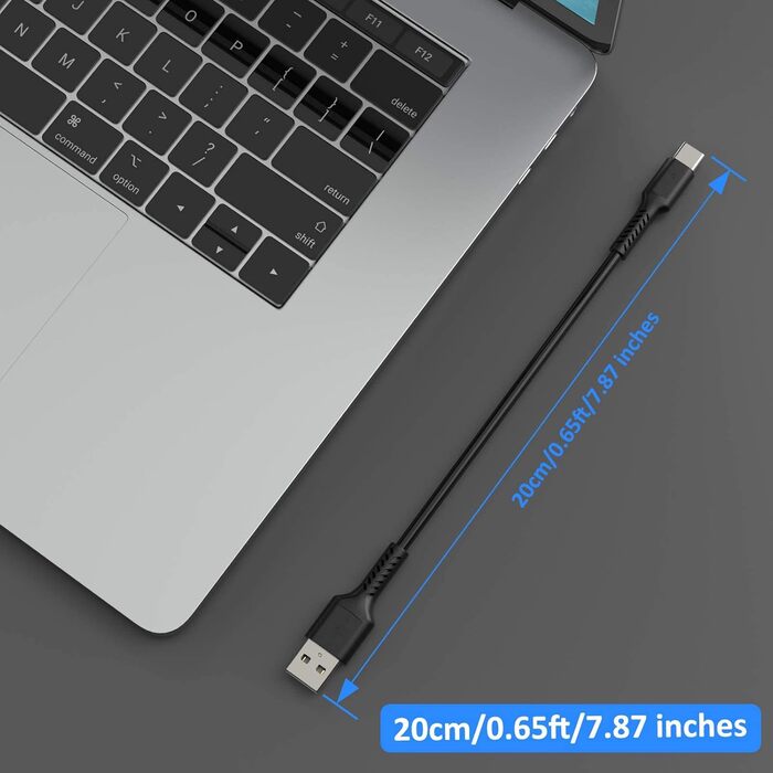 USB-C кабель короткий 20 см (5 шт) Type-C 3A для Samsung Galaxy, Huawei, OnePlus - Чорний