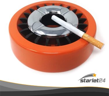 Starlet24 металевий вітростійкий попільничка для вулиці, плоска, кругла, помаранчева, набір 5 шт.