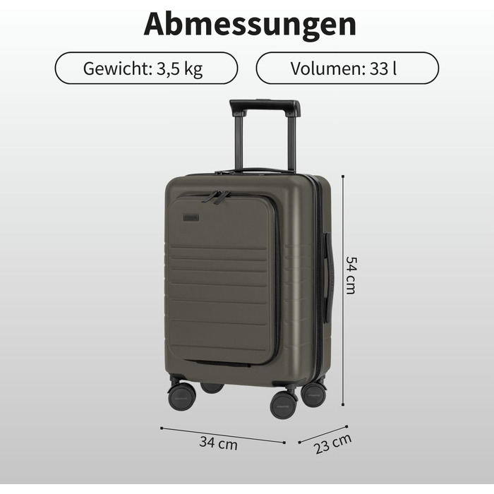 Валіза ETERNITIVE з полікарбонату та ABS: легка, з колесами 360°, з TSA-замком, для ручної поклажі, оливковий колір