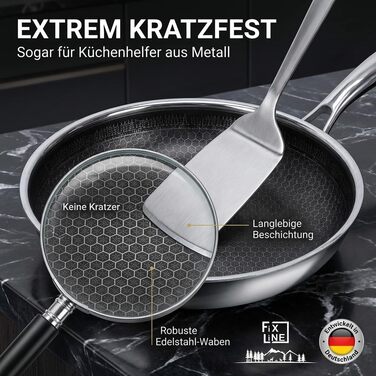 Сковорода FIXLINE Black Forest 28 см з антипригарним покриттям без PFAS - для всіх плит, включаючи індукцію, та духовки (до 230°C)