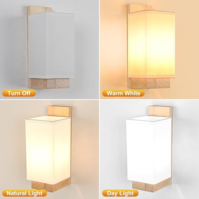 Настінний світильник Gleonlux з дерева, вінтажний стиль, E14, тканинний, для дому, індустріальний, для сходищ, вітальні, спальні, коридору, квадратний (10x12x25)